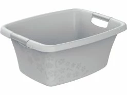 Auslauf 🌟 Rotho Wäschekorb Flowers - 50 Liter in grau 🎉